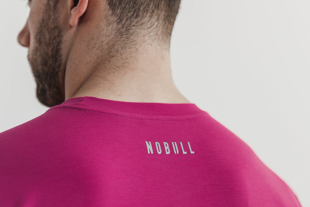 Nobull Wodapalooza Men's T Shirts Pink | Australia (OI9704)